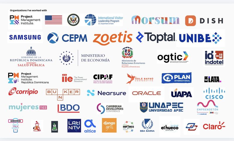 Logos de organizaciones con las que ha trabajado Julissa Mateo Abad